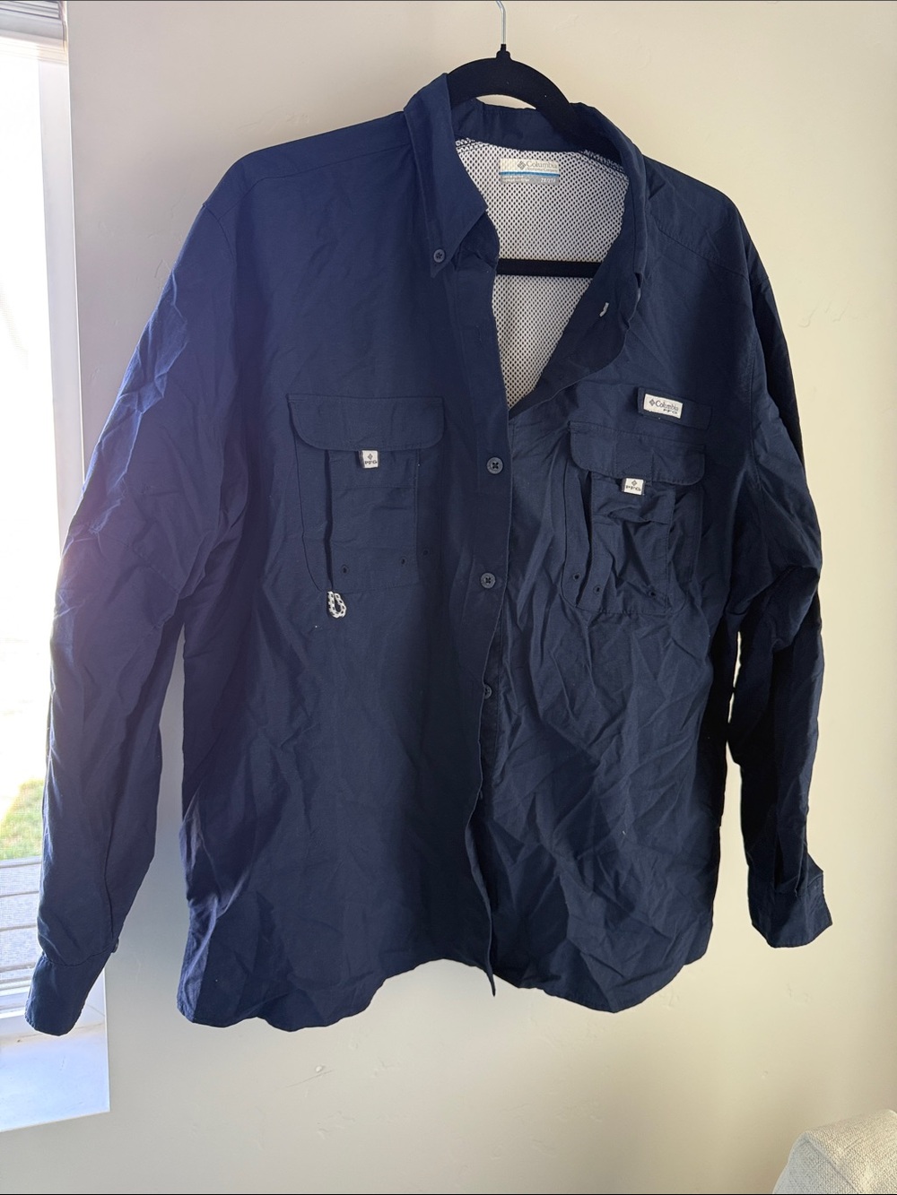 Columbia Navy Lightweight Long-Sleeve PFG Shirt 2x